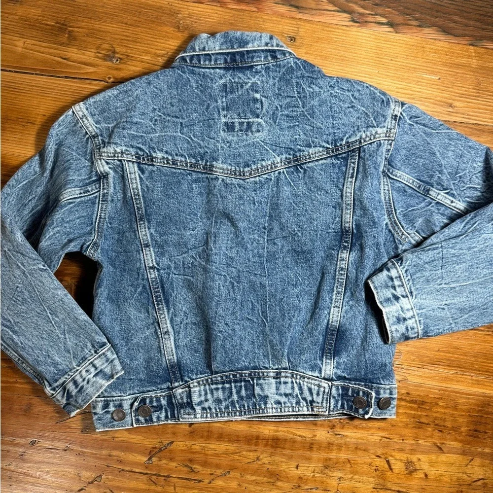Gap Girls Teen Medium Wash Oversized Denim Jacket relaxed fit 100% cotton L (10)
